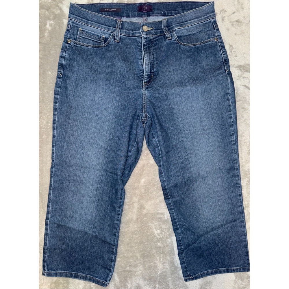 NYDJ Crop Jeans Women's 12 Blue Capri Lift Tuck Technology Relaxed Stretch Ariel